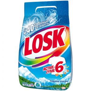 Стиральный порошок-автомат Losk "Горное озеро", для белого белья, 2.7кг (9000100321839)