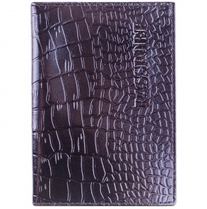 Обложка для паспорта OfficeSpace, натуральная кожа тип 2, черный "крокодил" (KPs_1648 / 176875)