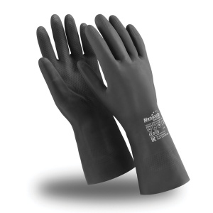 Перчатки защитные неопреновые Manipula Specialist "Химопрен" КЩС, черные, размер 9-9,5 (L), 1 пара (NPF09/CG973)