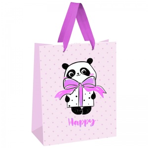 Пакет подарочный 18x23x10см MESHU "PandaGift_Pink", отд. фольгой, матовая ламинация (MS_45728), 12шт.