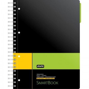 Бизнес-тетрадь А4 Attache Selection Smartbook, 120 листов, линейка, 1 разделитель на спирали, карман, желто-зеленый