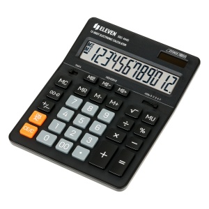Калькулятор настольный Eleven SDC-444S (12-разрядный) двойное питание, черный (SDC-444S)