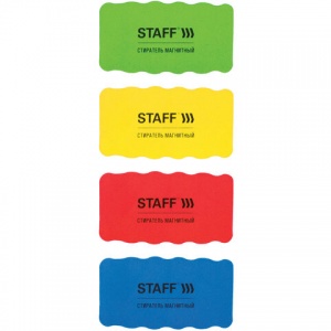 Губка-стиратель для маркерных досок Staff Basic (57х107мм) цветная, 4шт., 3 уп. (237512)
