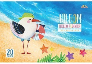 Альбом для рисования А4, 20л Апплика "Летние каникулы" (100 г/кв.м, скрепка, мелованный картон) (С1022-38)