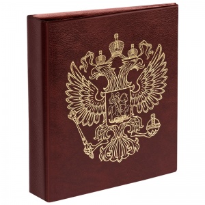 Альбом для монет OfficeSpace "Символика России" формат Optima, 230x270, на кольцах, бордовый, 10л. (АМЛТО10_45177)