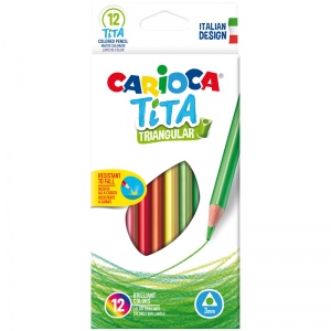 Карандаши цветные 12 цветов Carioca Tita (L=174мм, D=7.4мм, d=3мм, 3гр, пластик) картонная упаковка (42786)