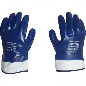 Перчатки защитные хлопковые Scaffa NBR4530, с нитрильным покрытием, синие, размер 8 (M), 1 пара