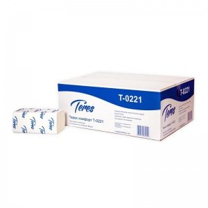 Полотенца бумажные для держателя 2-слойные Терес Комфорт, листовые V(ZZ)-сложения, 20 пачек по 200 листов (Т-0221)