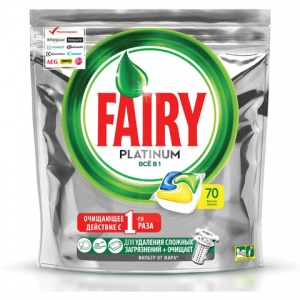 Капсулы для посудомоечных машин Fairy Platinum All-in-1 "Лимон", 70шт. (8001090150677)