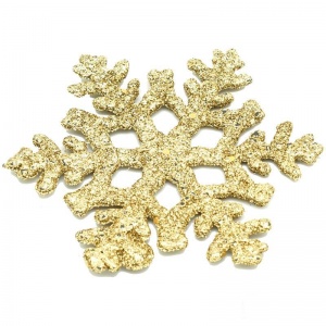Елочное украшение пластиковое "Снежинка" 10см, глиттер, золото (16024)