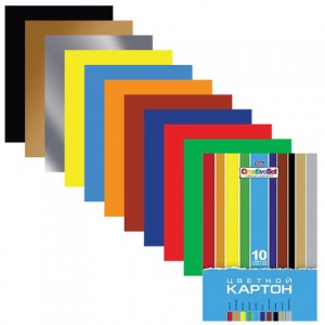 Картон цветной мелованный Hatber "Creative" (10 листов, 10 цветов, А4, 195х280мм) (10Кц4 05809, N049600)