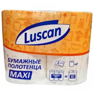 Полотенца бумажные 2-слойные Luscan Maxi, рулонные с тиснением, 2 рул/уп (4680546024799)