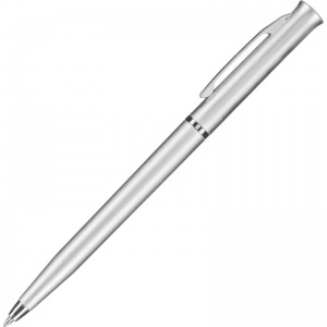 Ручка шариковая автоматическая (серебристый корпус, 0.7мм, синий цвет чернил)