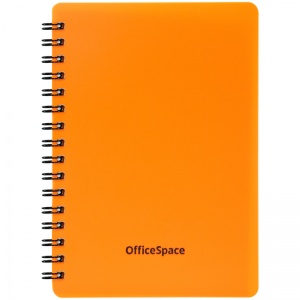 Записная книжка А6 OfficeSpace "Neon", 60 листов, спираль, оранжевая пластиковая обложка, 3шт. (Зк6к60грП_35417)