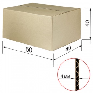 Короб картонный 600x400x400мм, картон бурый Т-22 профиль С, 10шт. (440053)