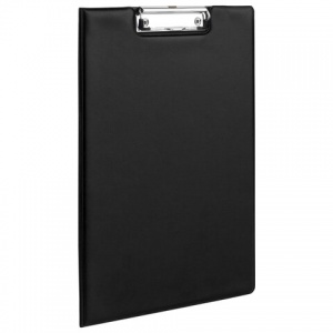 Папка-планшет с крышкой Staff (А4, до 90 листов, картон/ПВХ, с зажимом) черная, 4шт. (229557)