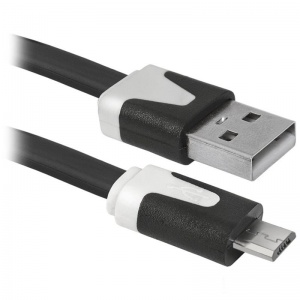 Кабель USB2.0 Defender USB08-03P, USB-A (m) - microUSB (B), 1м, черный (87475)