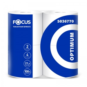 Бумага туалетная для диспенсера 2-слойная Focus Optimum, 22м, 4 рул/уп (5036770), 14 уп.