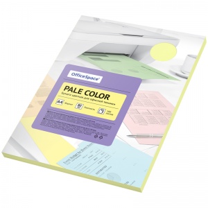 Бумага цветная А4 OfficeSpace Pale Color пастель желтая, 80 г/кв.м, 100 листов (PC_38232)