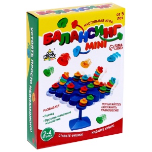 Игра настольная на равновесие Лас Играс "Балансинг мини", 48 фишек, 4 цвета, кубик (1442423)