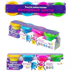Набор для лепки Genio Kids "Тесто-пластилин. Неоновые цвета", 4 цвета, картон, пленка (TA1016V)