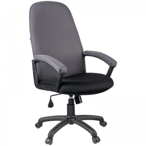 Кресло руководителя Helmi HL-E79 "Elegant", ткань TW черная/серая, пластик (277897)