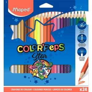 Карандаши цветные 24 цвета Maped Color'Peps (L=175мм, D=7мм, d=2.9мм, 3гр) картонная упаковка (183224)