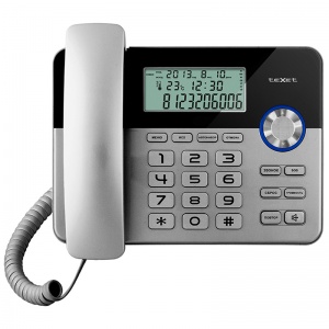 Проводной телефон teXet TX-259, ускоренный набор, черно-серебристый (337864)