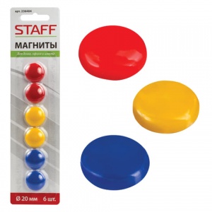 Магнитный держатель для досок Staff (d=20мм, круг) цветной, 6шт. (236404)