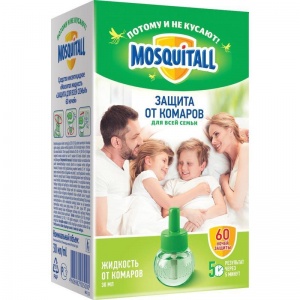 Средство от насекомых Mosquitall от комаров для всей семьи 60 ночей, 30мл, 12шт.