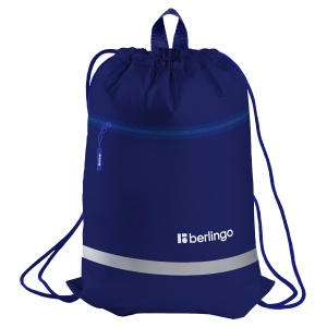 Мешок для обуви 1 отделение Berlingo "Basic blue", 360x460мм, СОП, карман на молнии (MS230103)