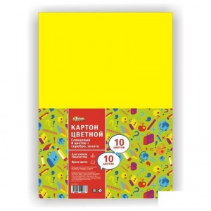 Картон цветной мелованный №1 School Отличник (10 листов, 10 цветов, А4), 35 уп.
