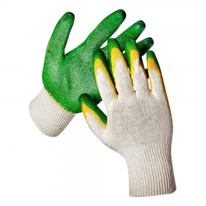 Перчатки защитные хлопковые Текстиль К, с двойным неполным латексным покрытием, 5-ти нитка, 10 класс, белые, 5 пар