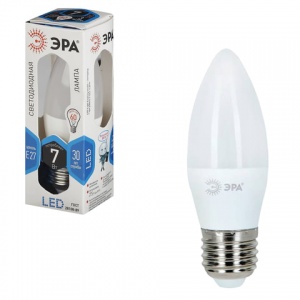 Лампа светодиодная Эра LED (7Вт, E27, свеча) холодный белый, 10шт. (B35-7w-840-E27)