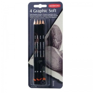 Набор чернографитных (простых) карандашей Derwent Graphic Soft, блистер, 4шт.