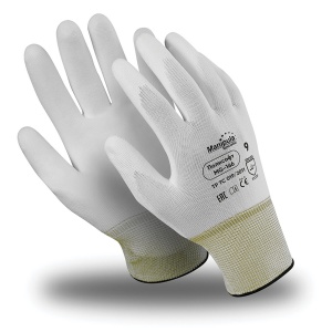 Перчатки защитные полиэфирные Manipula Specialist "Полисофт", полиуретановое покрытие (облив), размер 9 (L), белые, 1 пара (MG-166)