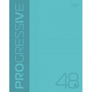 Тетрадь общая 48л, А5 Hatber "Progressive" (клетка, скрепка) пластиковая обложка, бирюзовая, 30шт. (48Т5В1)