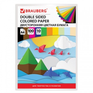 Бумага цветная тонированная Brauberg Kids series (10 цветов, 100 листов, А4, склейка) (124715)