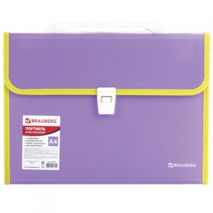 Папка-портфель Brauberg Joy (А4, 13 отделений, пластик, 330х245х35мм, индексные ярлыки) фиолетовая (227977)
