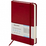 Ежедневник датированный на 2024 год А5 Brauberg "Metropolis Special", красный, 168 листов, кожзам, 138х213мм (114961)