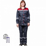 Спец.одежда летняя Костюм женский л20-КБР, куртка/брюки с СОП, серый/красный (размер 52-54, рост 170-176)