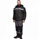 Спец.одежда Куртка зимняя мужская (куртка-бомбер) мужская с СОП, черная (размер 44-46, рост 170-176)