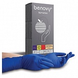 Перчатки одноразовые латексные смотровые Benovy High Risk, размер XL, темно-синие, 25 пар в картон. коробке, 10 уп.