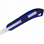 Нож канцелярский 18мм Berlingo Razzor 300, auto-lock, металл. направл., мягкие вставки, синий, европодвес (BM4132_c)