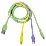 Кабель USB2.0 Sonnen 3-в-1, USB-A - microUSB/Type-C/Lightning, 1м, разноцветный, 2шт. (513562)