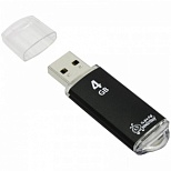 Флэш-диск USB 4Gb SmartBuy V-Cut, USB2.0, черный (металл.корпус) (SB4GBVC-K)