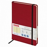 Блокнот 80л, А5 Brauberg "Office", красный, книжный переплет, под кожу, резинка, 148х218мм (111030)