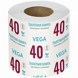 Бумага туалетная 1-слойная Vega, серая, 40м, перфорация, 48 рул/уп (339241)