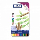 Карандаши цветные 12 цветов Milan 213 (L=175мм, D=6.4мм, d=3.3мм, 6гр, утолщенные) метал. коробка, 12 уп. (80057)