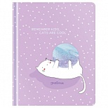 Дневник школьный универсальный MESHU "Playful cat", 48 листов, твердая обложка, кожзам, нашивка с наполнением, тон. блок, ляссе (MS_49376)